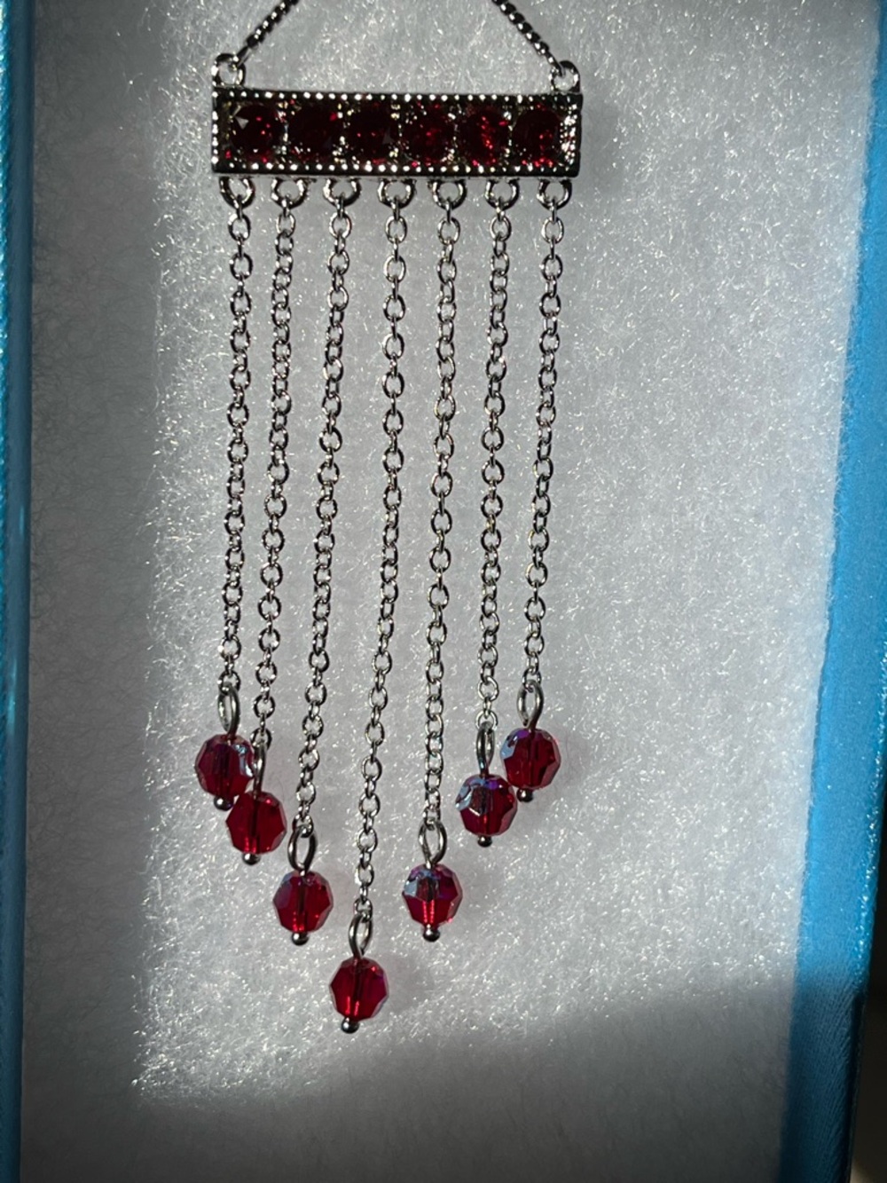Touchstone Crystal $119 RT Value Red Siam Fringe Benefits Pendant Necklace - Picture 14 of 16